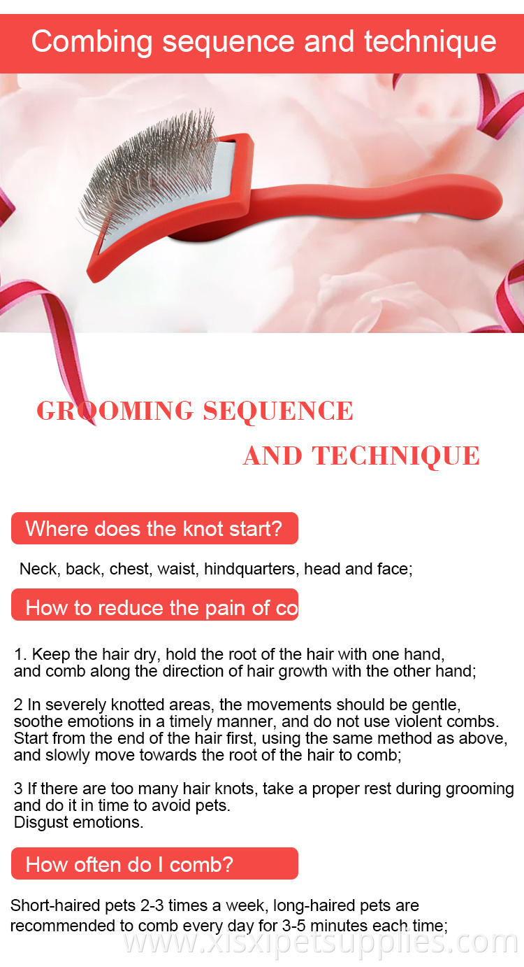 Factory Wholesale Red Wooden Pet Wire Grooming Brush Extra Long Pin Brush For Dogs And Cats